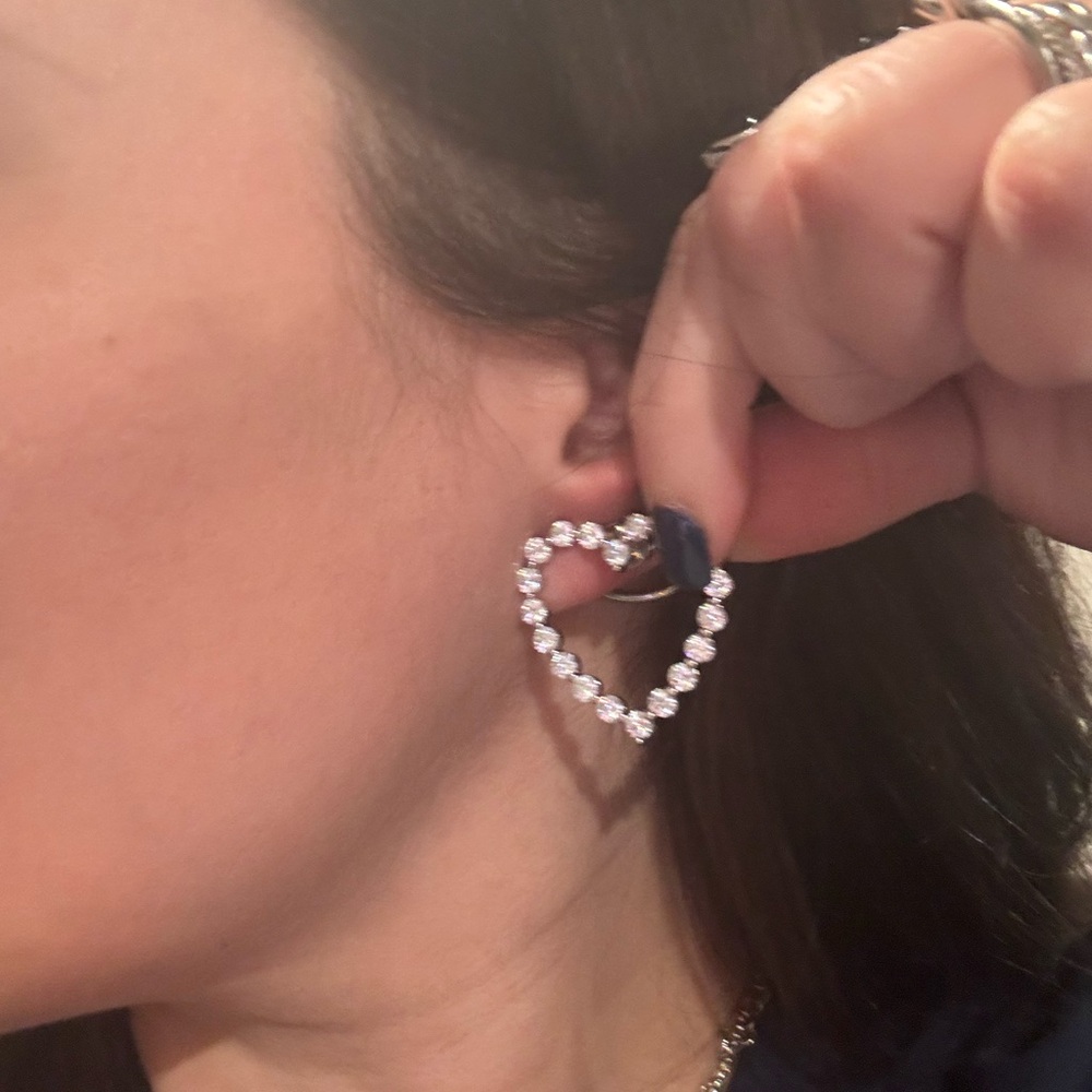 Melinda Maria Silver Heart Earrings - Picture 2 of 2